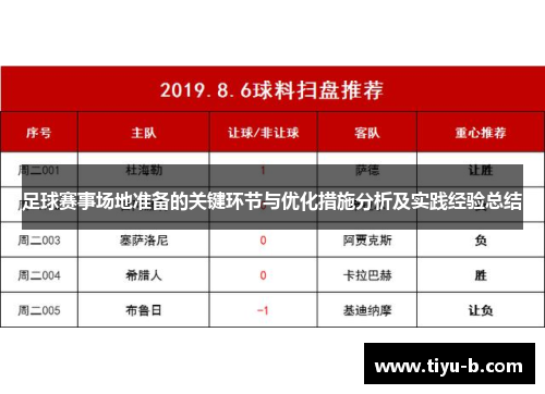 足球赛事场地准备的关键环节与优化措施分析及实践经验总结