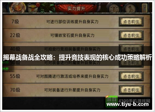 揭幕战备战全攻略：提升竞技表现的核心成功策略解析