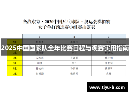 2025中国国家队全年比赛日程与观赛实用指南